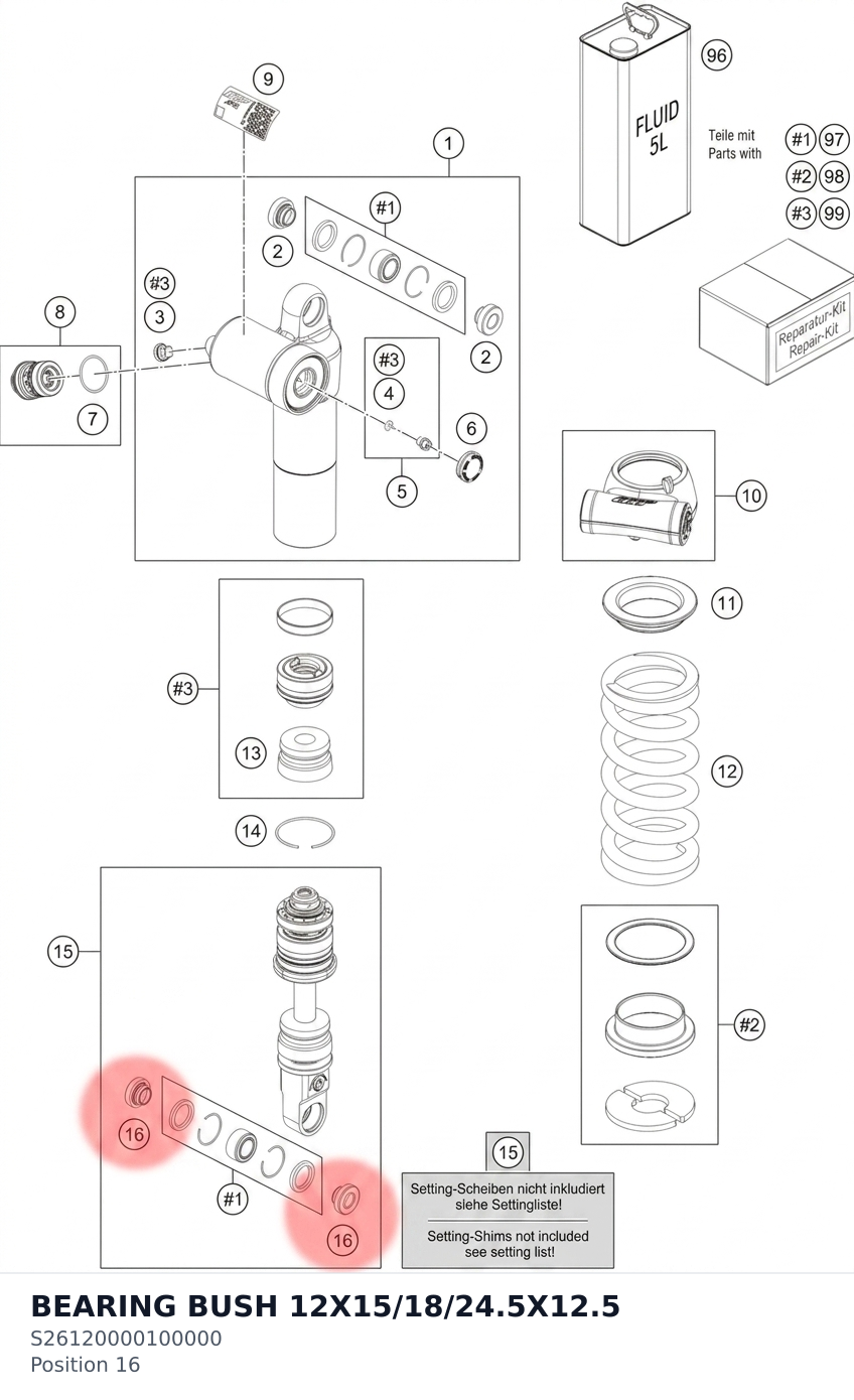 Diagram preview: BEARING BUSH 12X15/18/24.5X12.5 (S26120000100000)