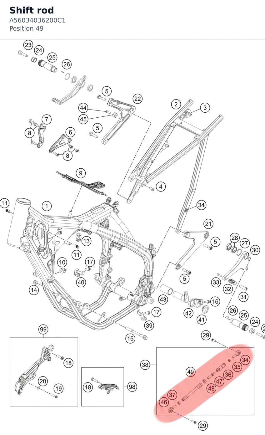 Diagram preview: Shift rod (A56034036200C1)