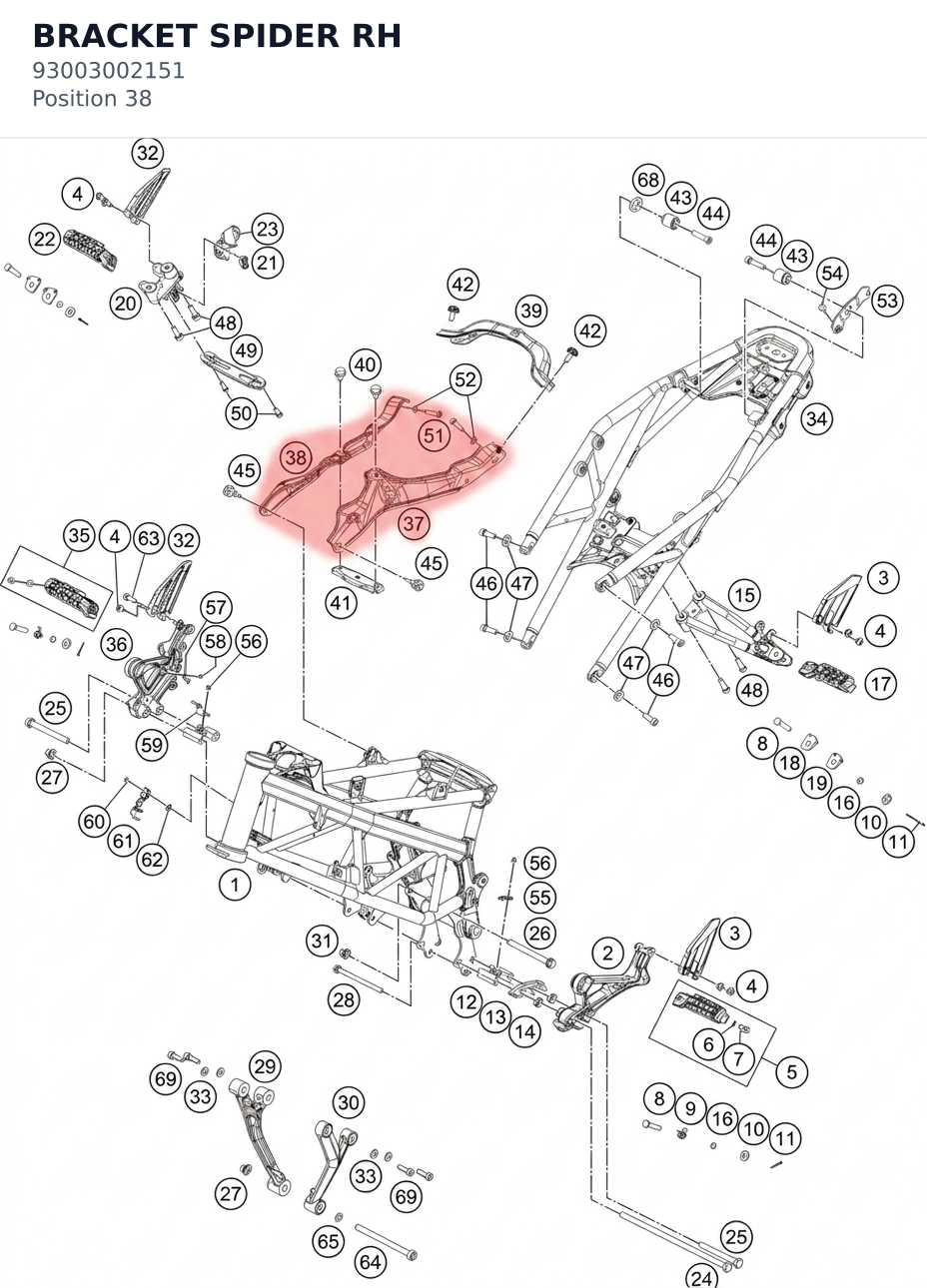 Diagram preview: BRACKET SPIDER RH (93003002151)