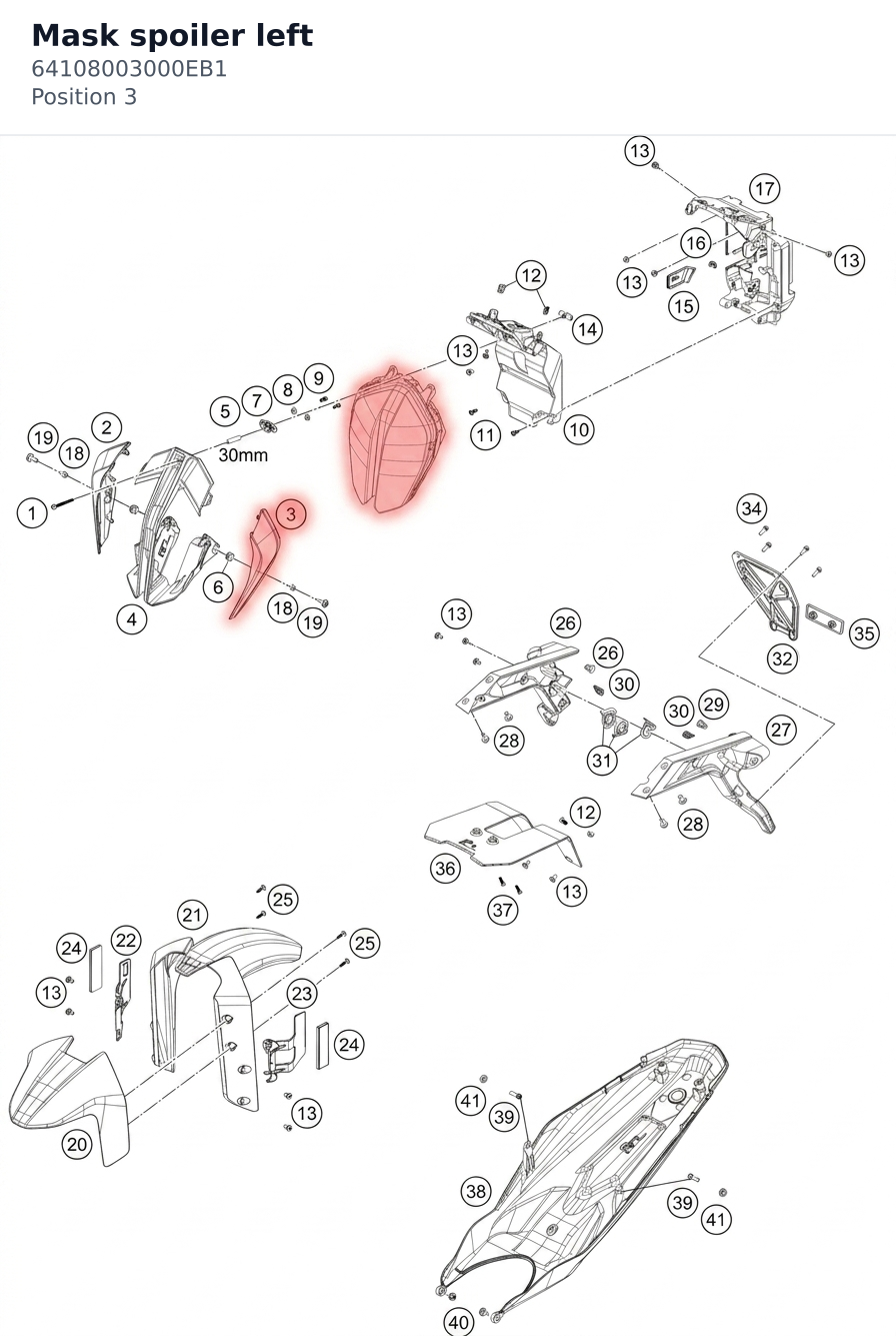 Diagram preview: Mask spoiler left (64108003000EB1)
