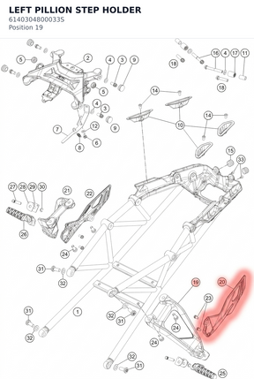 Diagram preview: LEFT PILLION STEP HOLDER (6140304800033S)
