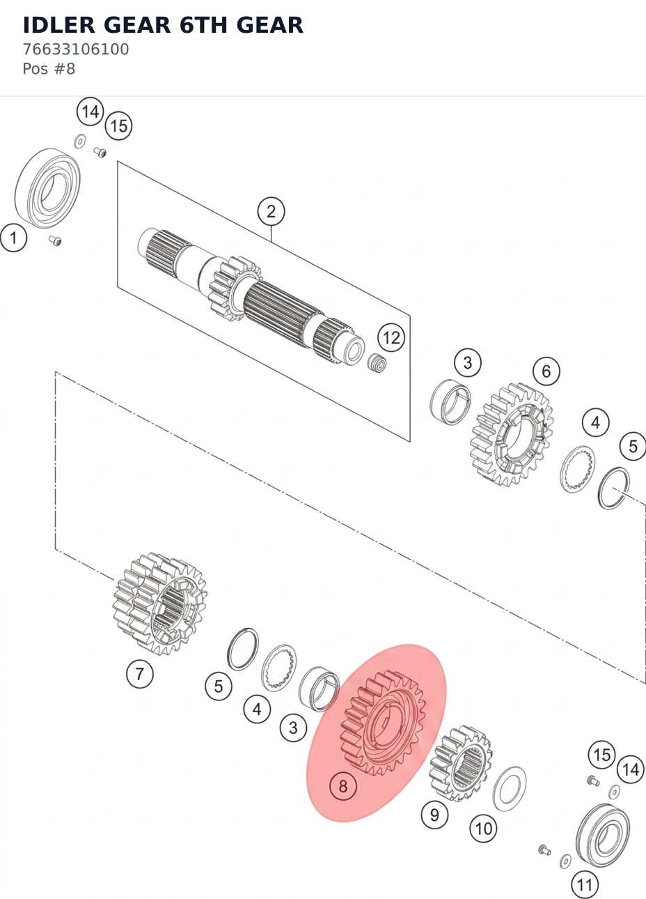Diagram preview: IDLER GEAR 6TH GEAR (76633106100)