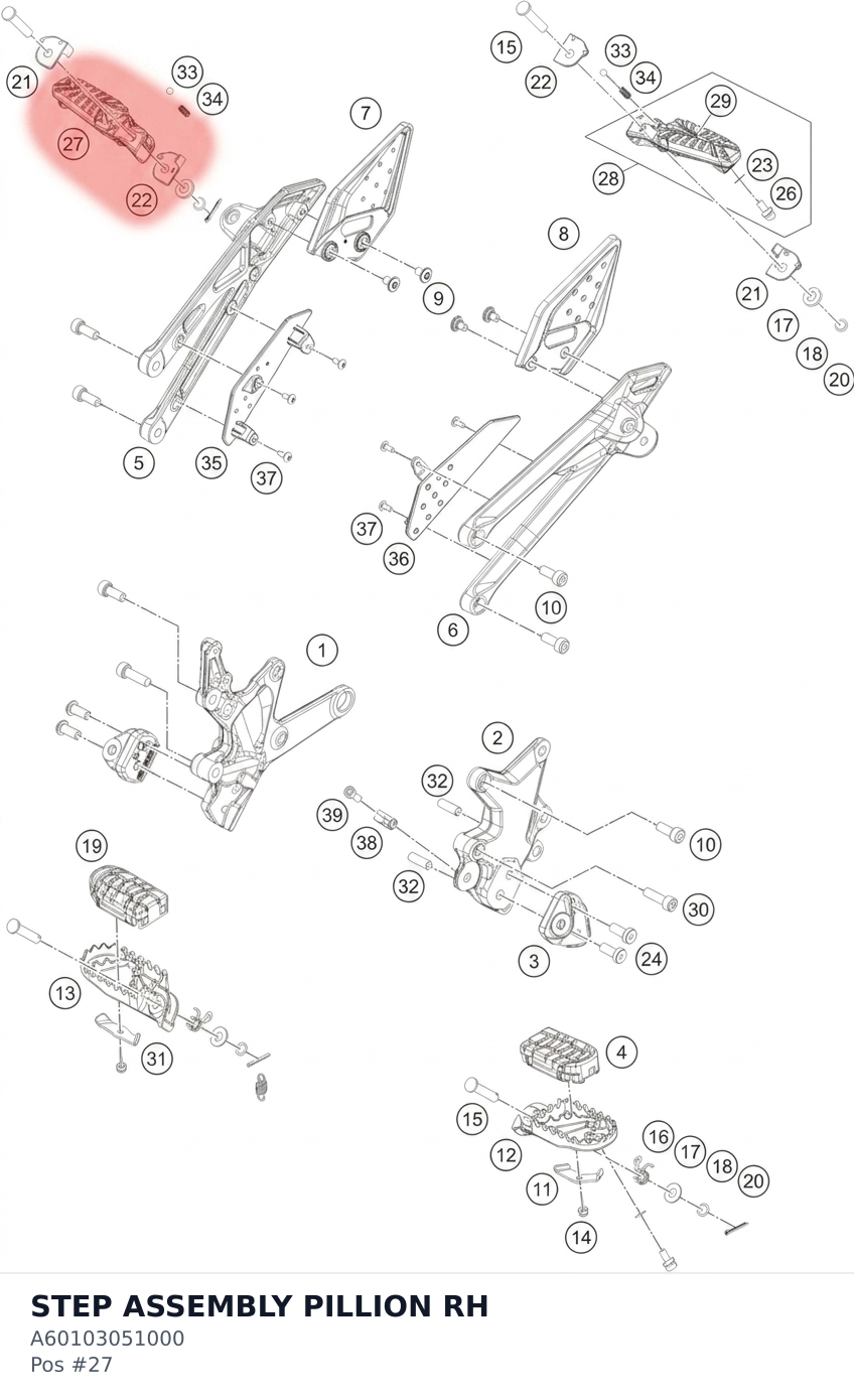 Diagram preview: STEP ASSEMBLY PILLION RH (A60103051000)