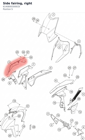 Diagram preview: Side fairing, right (61408003000CB)