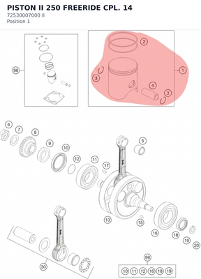 Diagram preview: PISTON II 250 FREERIDE CPL. 14 (72530007000 II)