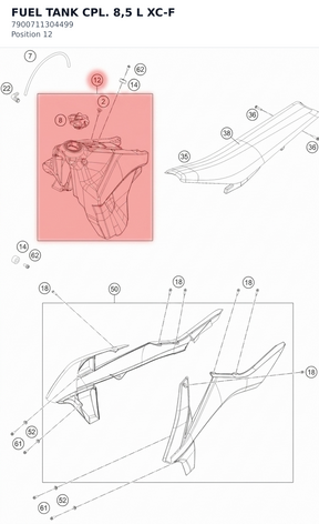 Diagram preview: FUEL TANK CPL. 8,5 L XC-F (7900711304499)