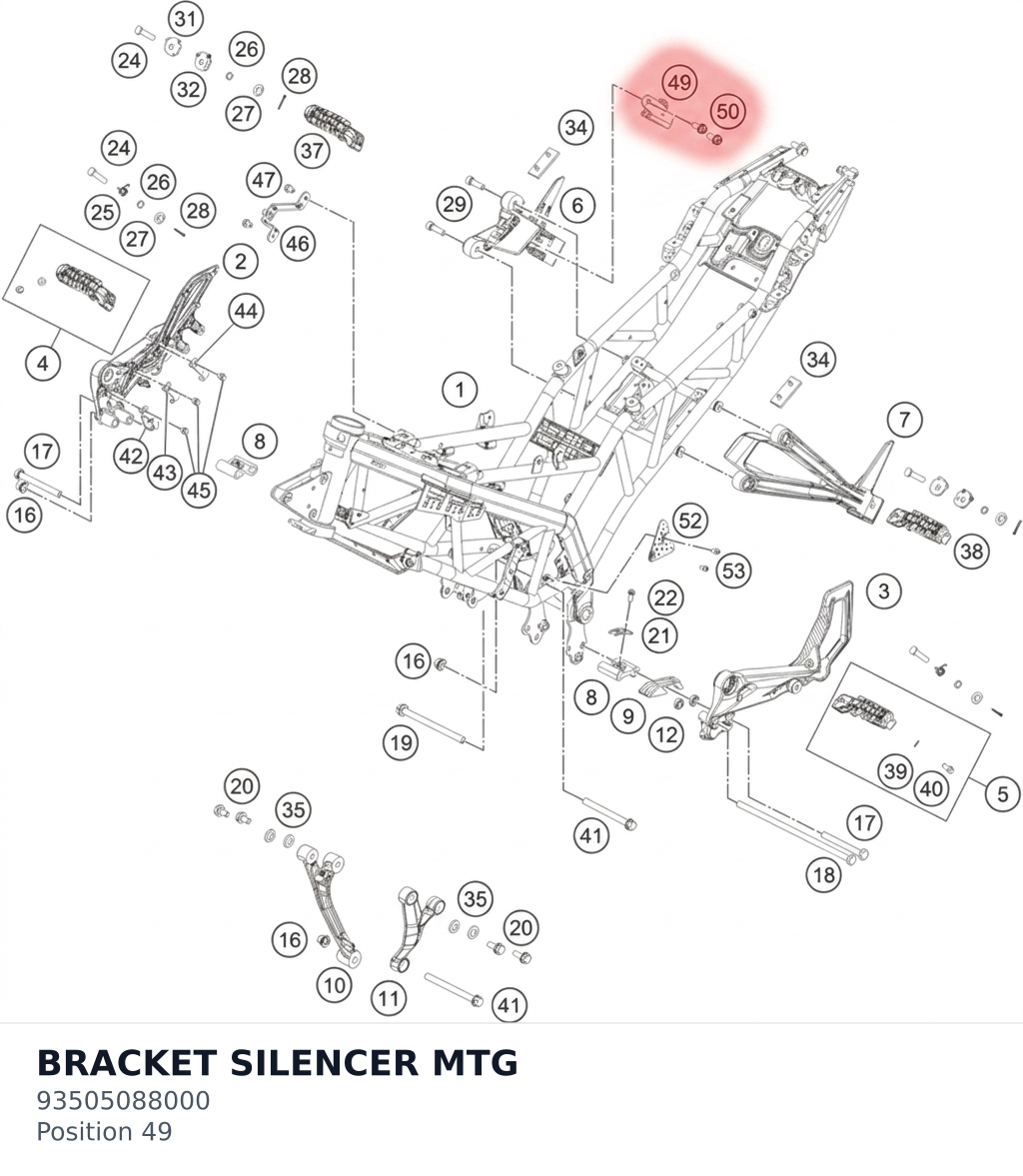 Diagram preview: BRACKET SILENCER MTG (93505088000)