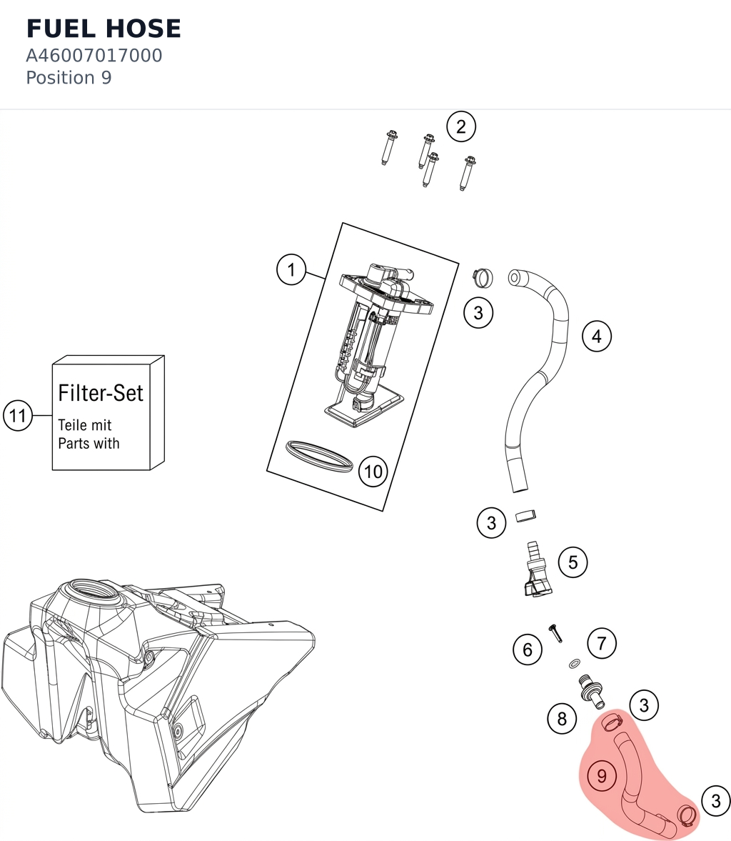 Diagram preview: FUEL HOSE (A46007017000)