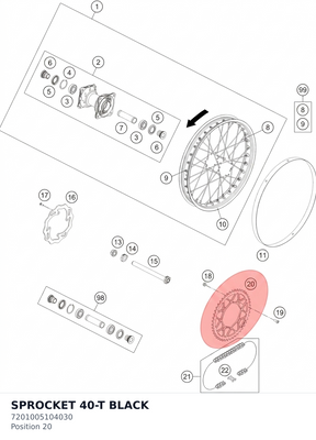 Diagram preview: SPROCKET 40-T BLACK (7201005104030)