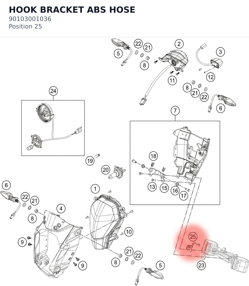 Diagram preview: HOOK BRACKET ABS HOSE (90103001036)