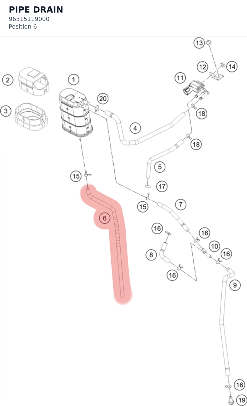 Diagram preview: PIPE DRAIN (96315119000)