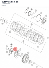 Diagram preview: SLEEVE 7,95 X 38 (77232004000)
