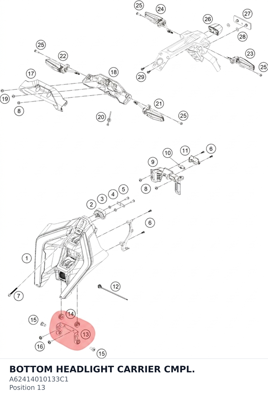 Diagram preview: BOTTOM HEADLIGHT CARRIER CMPL. (A62414010133C1)