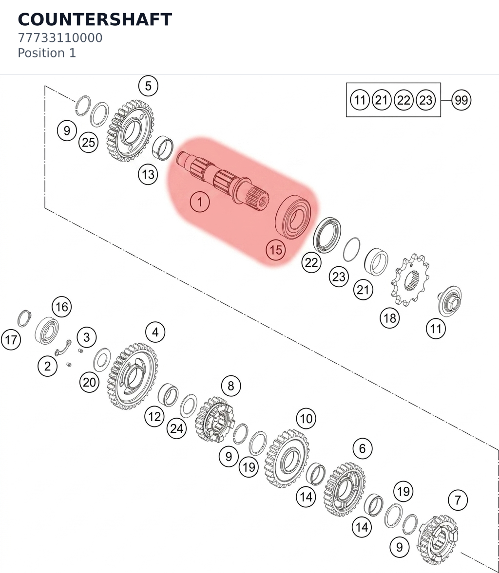 Diagram preview: COUNTERSHAFT (77733110000)