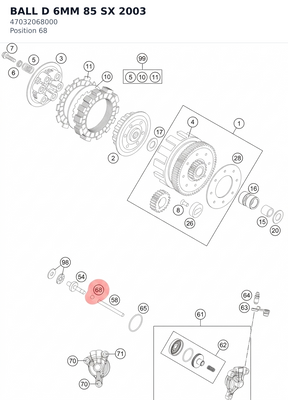 Diagram preview: BALL D 6MM  85 SX         2003 (47032068000)