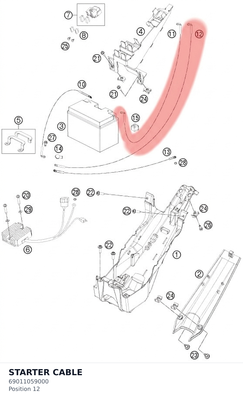 Diagram preview: STARTER CABLE (69011059000)
