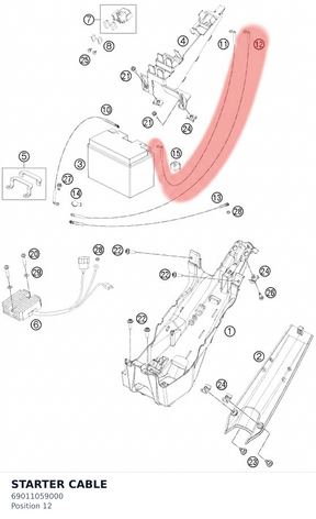 Diagram preview: STARTER CABLE (69011059000)