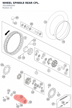 Diagram preview: WHEEL SPINDLE REAR CPL. (76210081044)