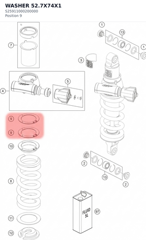 Diagram preview: WASHER 52.7X74X1 (S25911000200000)