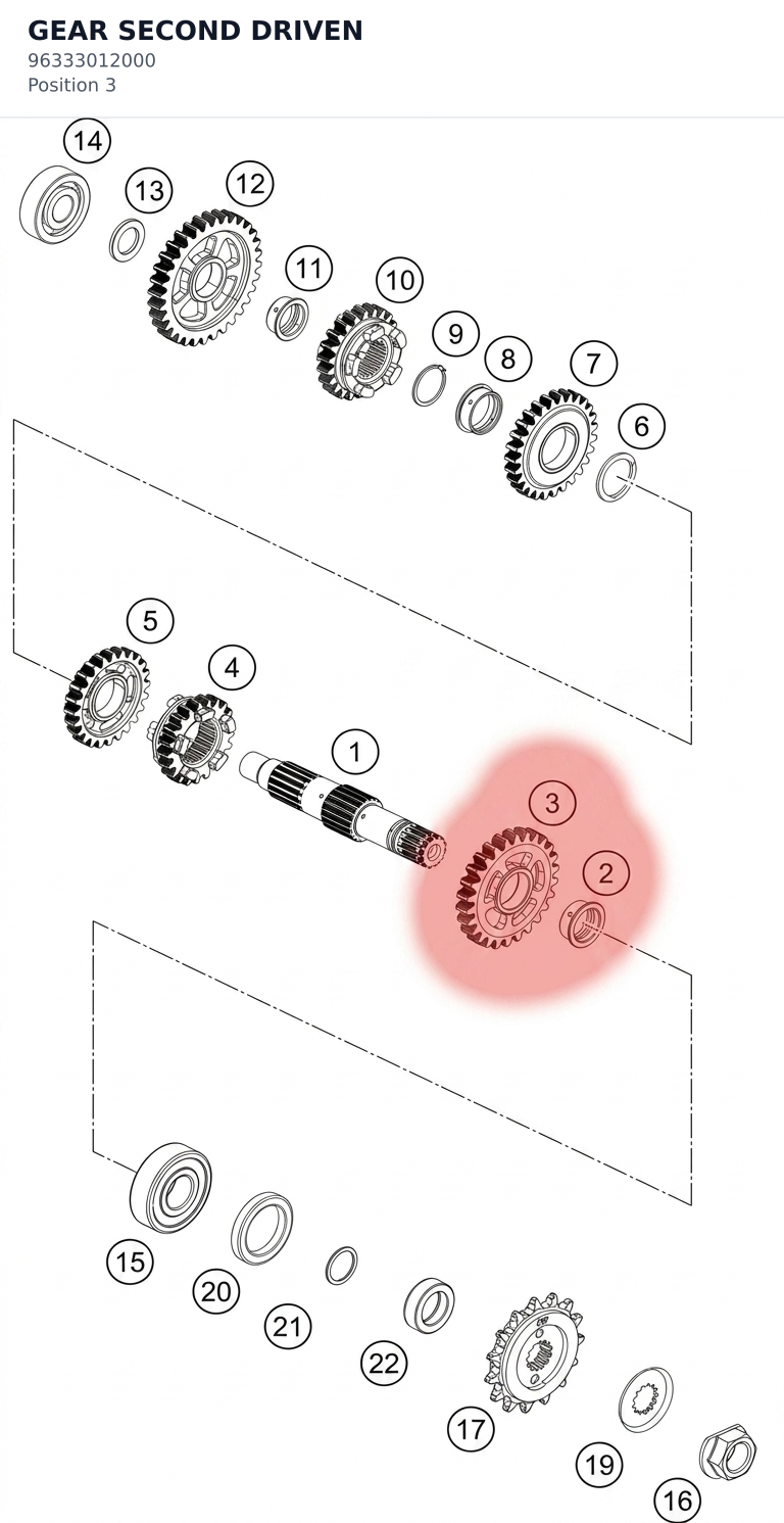 Diagram preview: GEAR SECOND DRIVEN (96333012000)