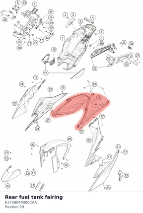 Diagram preview: Rear fuel tank fairing (61708049000CAA)