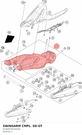 Diagram preview: SWINGARM CMPL. SD-GT (6140403014433A)