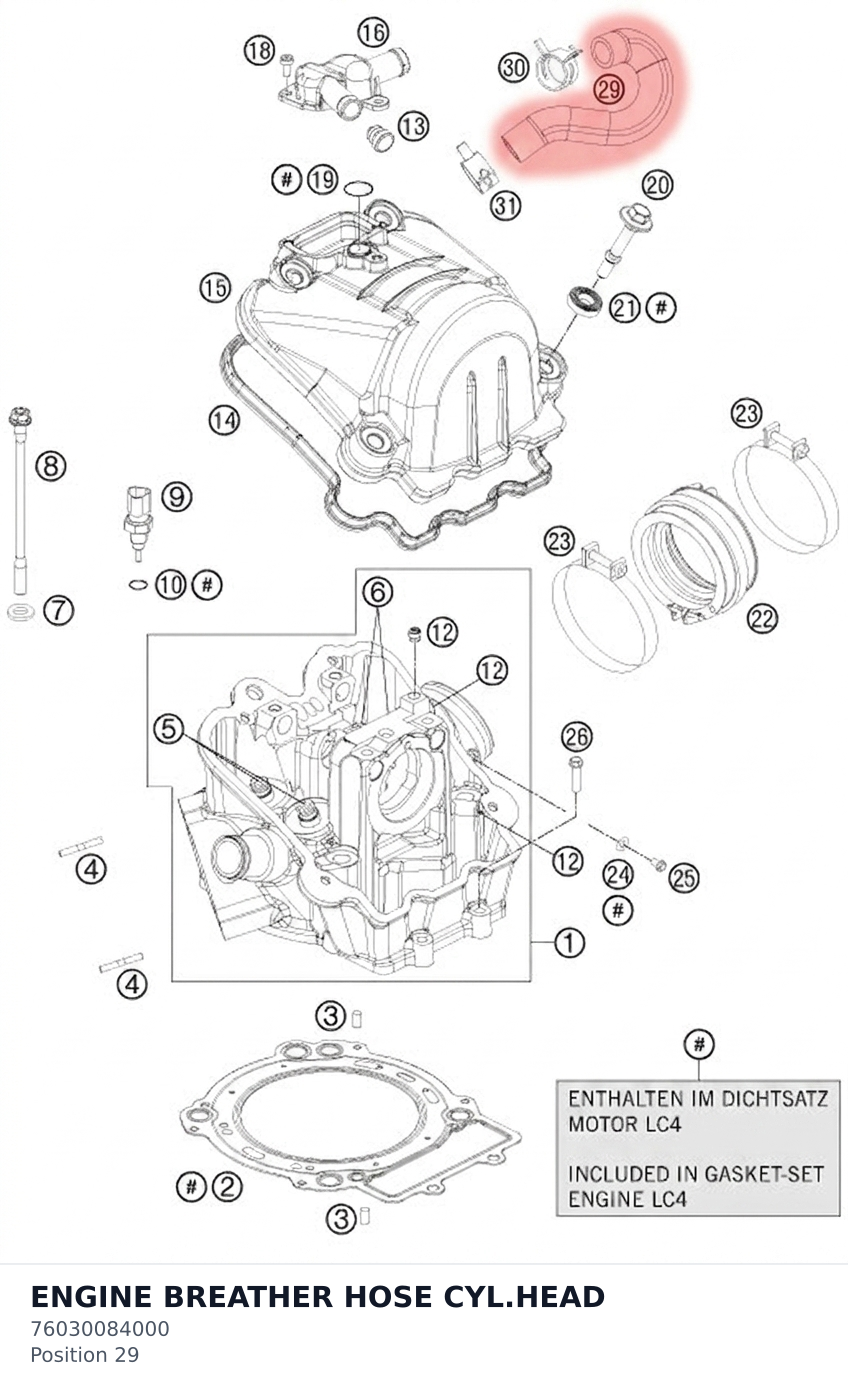 Diagram preview: ENGINE BREATHER HOSE  CYL.HEAD (76030084000)