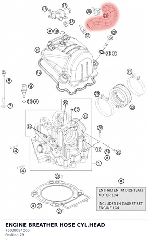 Diagram preview: ENGINE BREATHER HOSE  CYL.HEAD (76030084000)