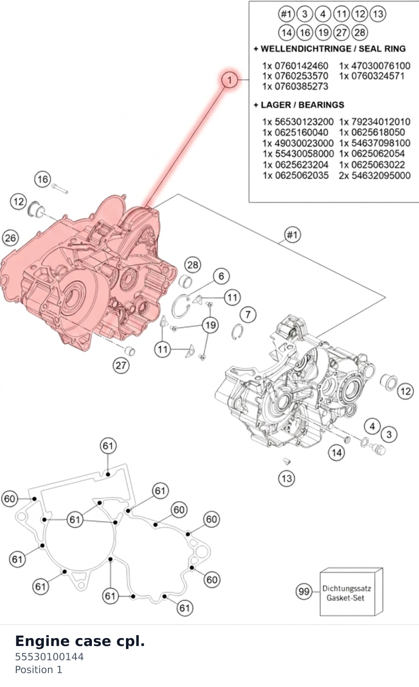 Diagram preview: Engine case cpl. (55530100144)