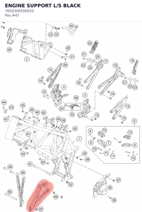 Diagram preview: ENGINE SUPPORT L/S BLACK (7650300500033)