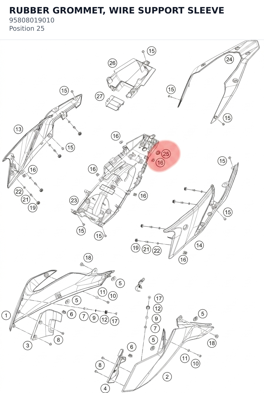 Diagram preview: RUBBER GROMMET, WIRE SUPPORT SLEEVE (95808019010)