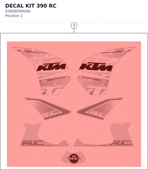 Diagram preview: DECAL KIT 390 RC (93808099000)