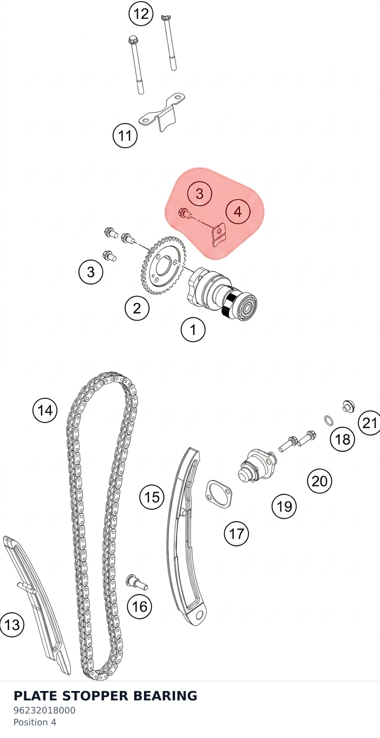 Diagram preview: PLATE STOPPER BEARING (96232018000)