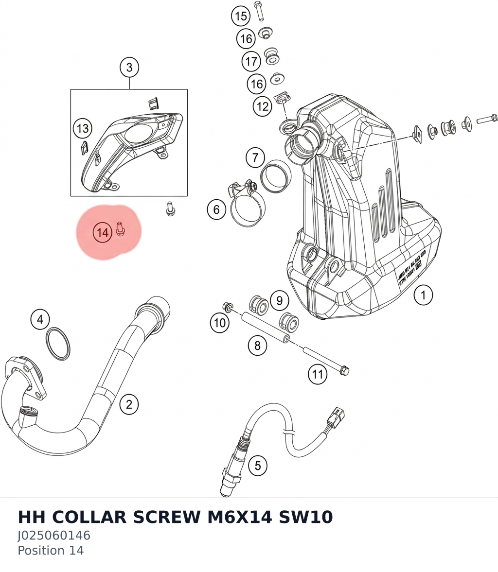 Diagram preview: HH COLLAR SCREW M6X14 SW10 (J025060146)