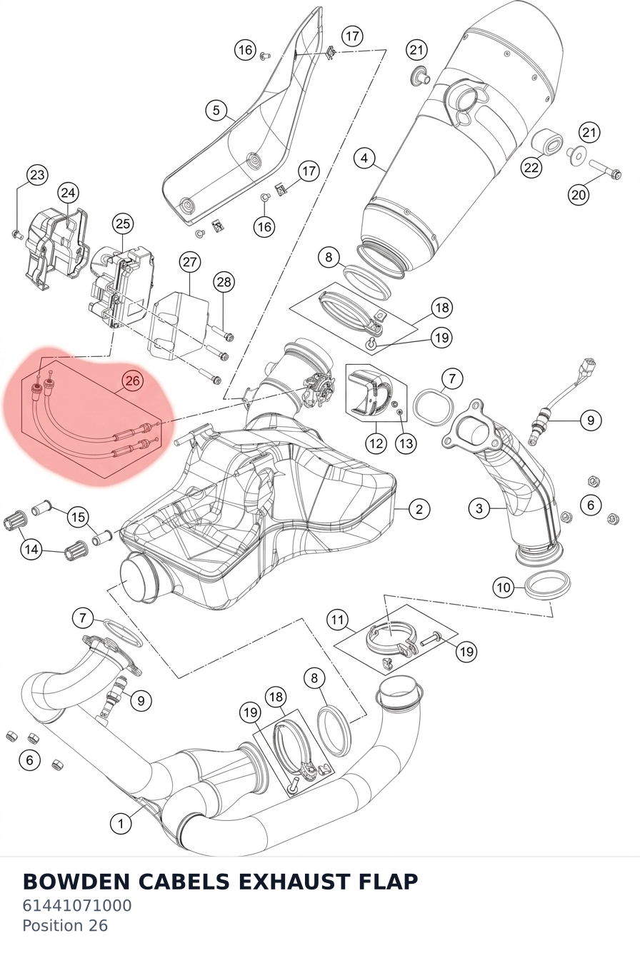 Diagram preview: BOWDEN CABELS EXHAUST FLAP (61441071000)