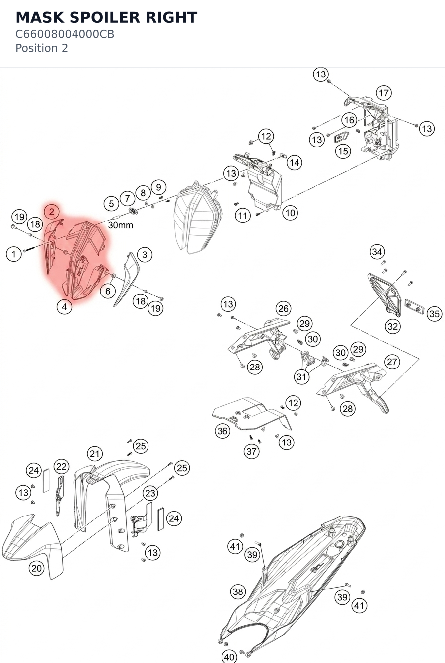 Diagram preview: MASK SPOILER RIGHT (C66008004000CB)