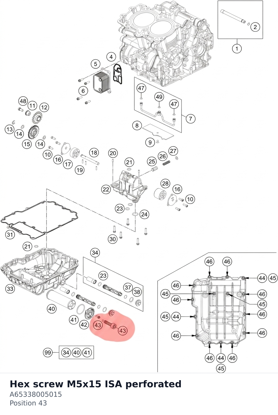 Diagram preview: Hex screw M5x15 ISA perforated (A65338005015)