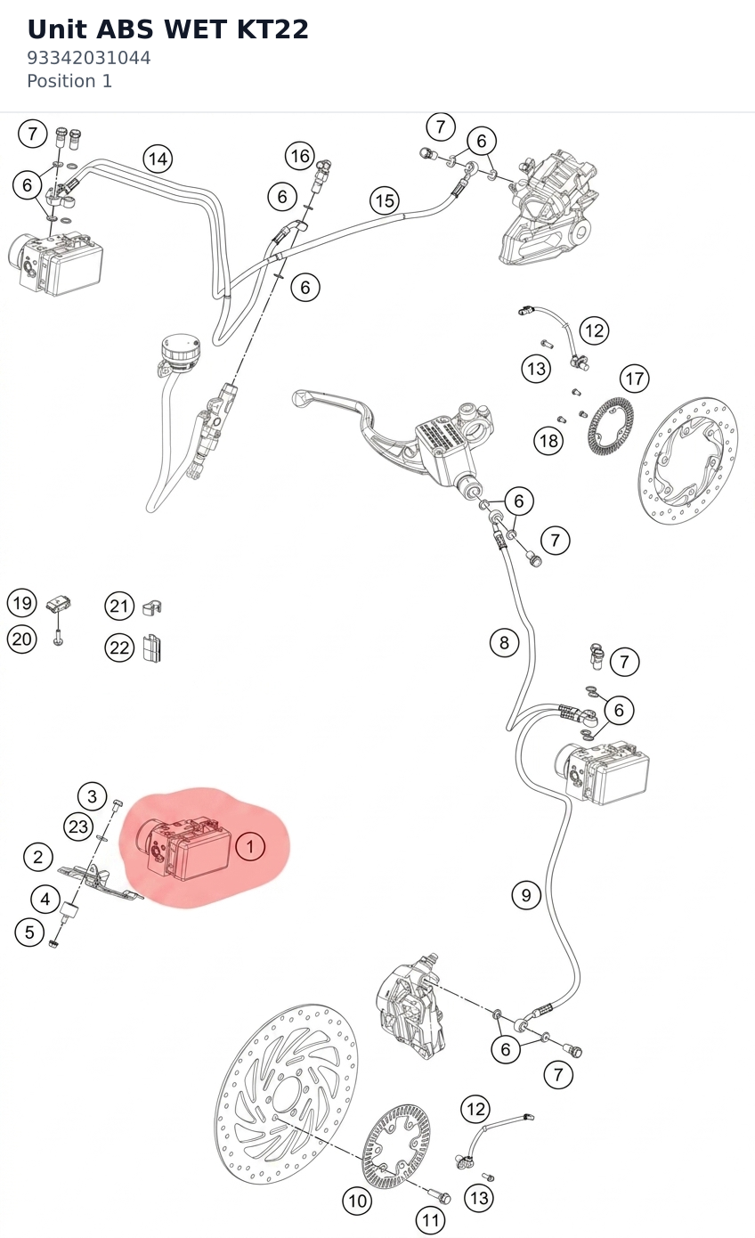 Diagram preview: Unit ABS WET KT22 (93342031044)