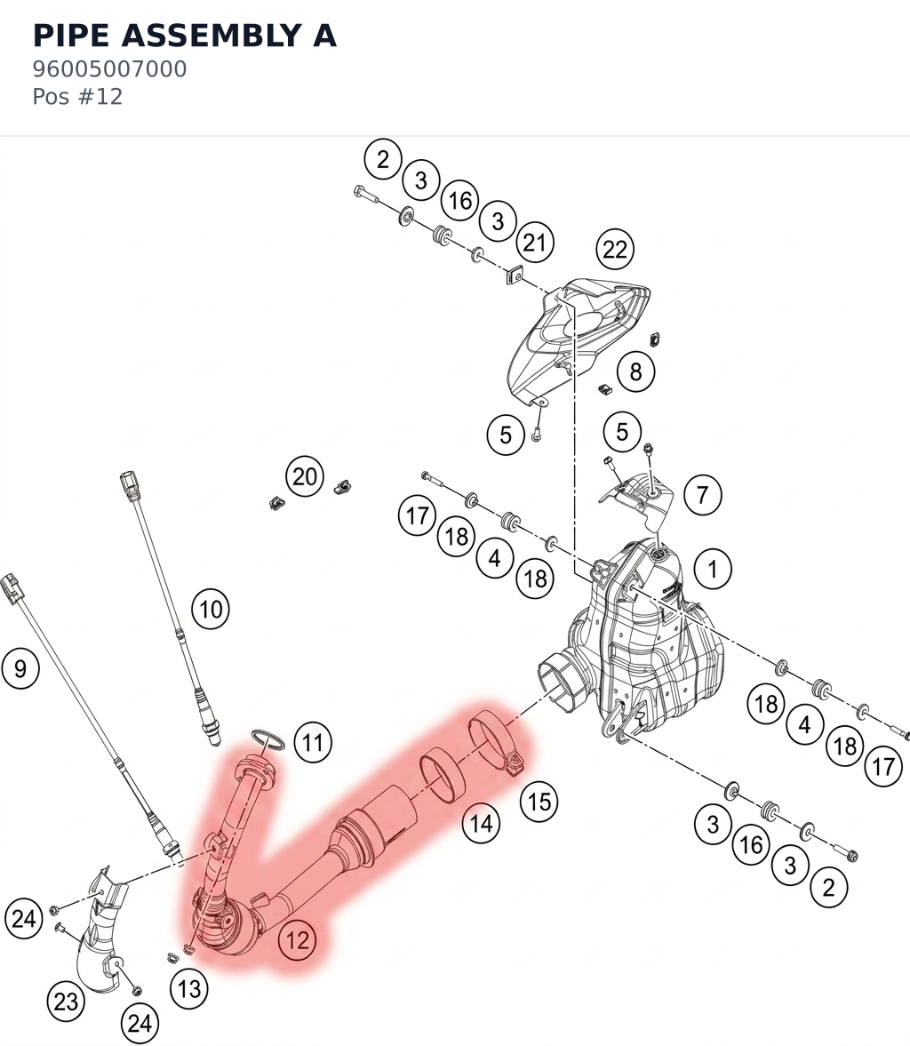 Diagram preview: PIPE ASSEMBLY A (96005007000)