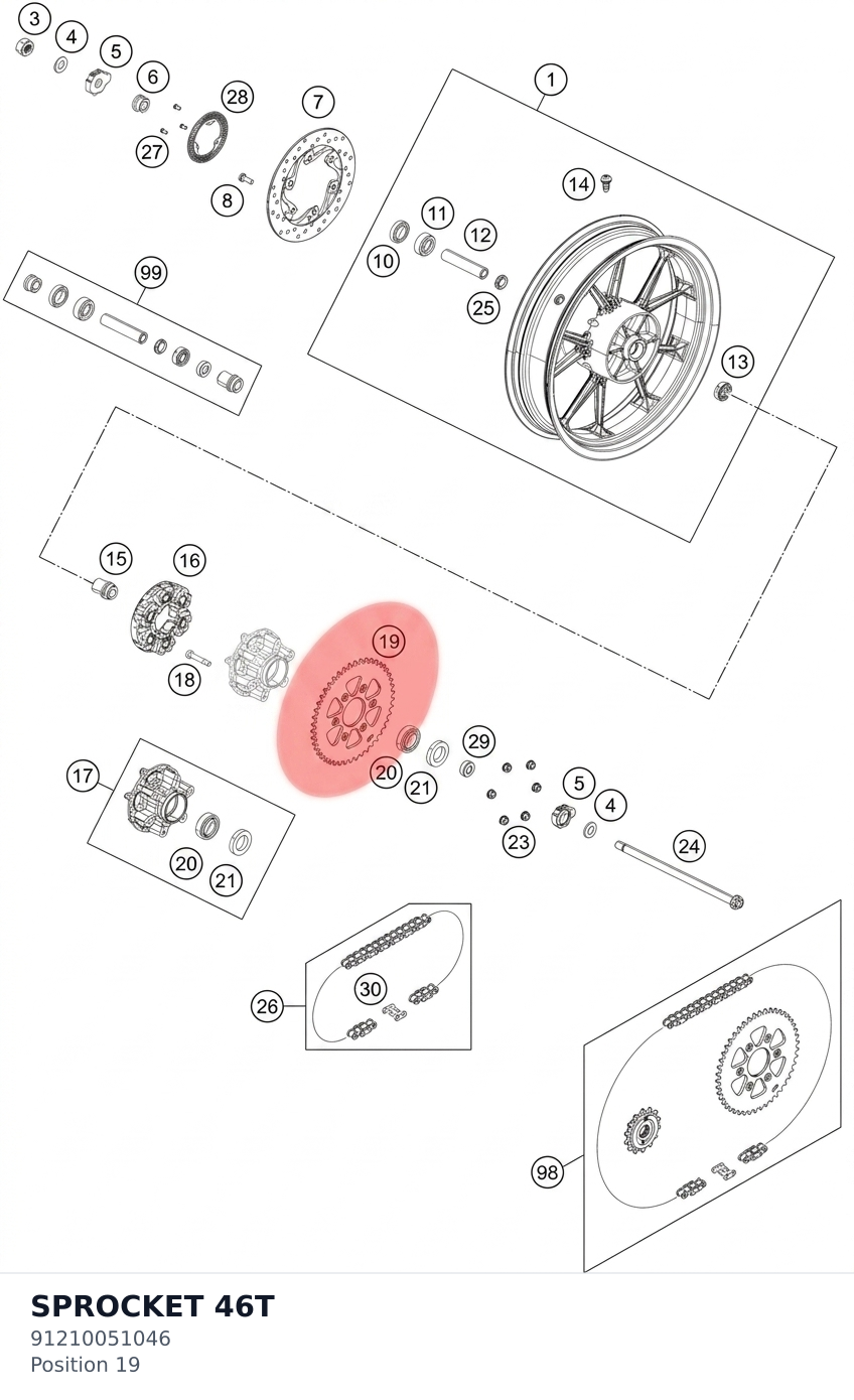 Diagram preview: SPROCKET 46T (91210051046)