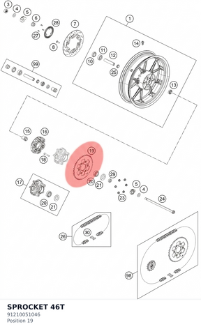 Diagram preview: SPROCKET 46T (91210051046)