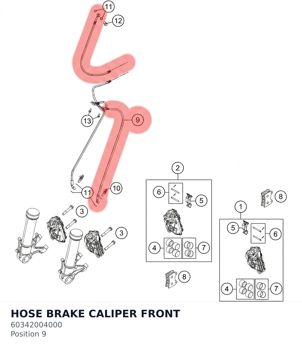 Diagram preview: HOSE BRAKE CALIPER FRONT (60342004000)