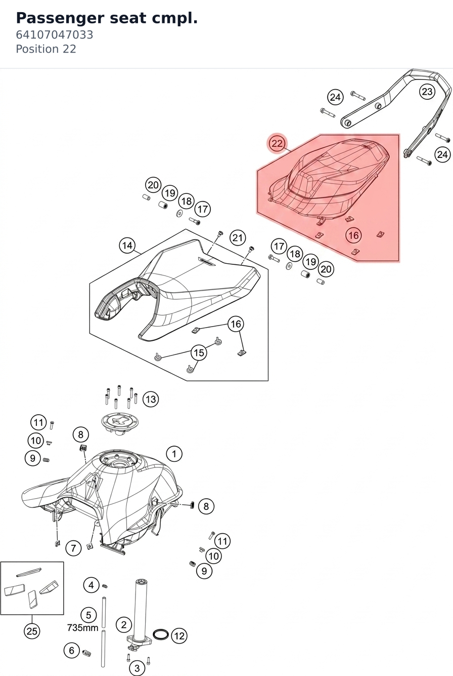 Diagram preview: Passenger seat cmpl. (64107047033)