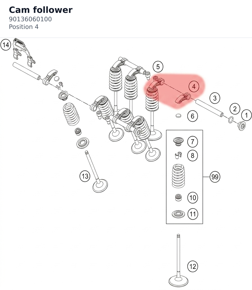 Diagram preview: Cam follower (90136060100)