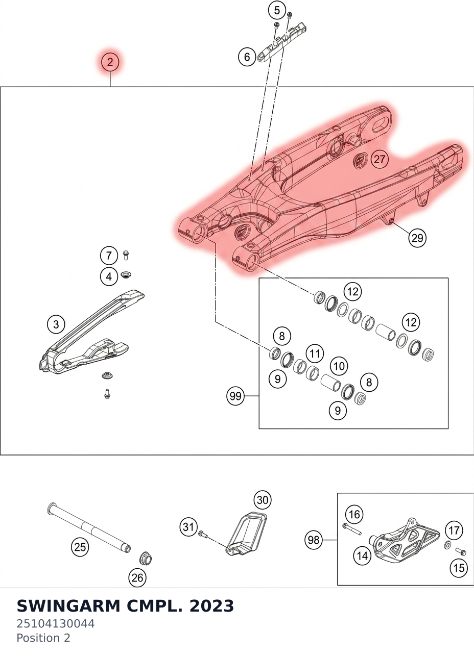 Diagram preview: SWINGARM CMPL. 2023 (25104130044)