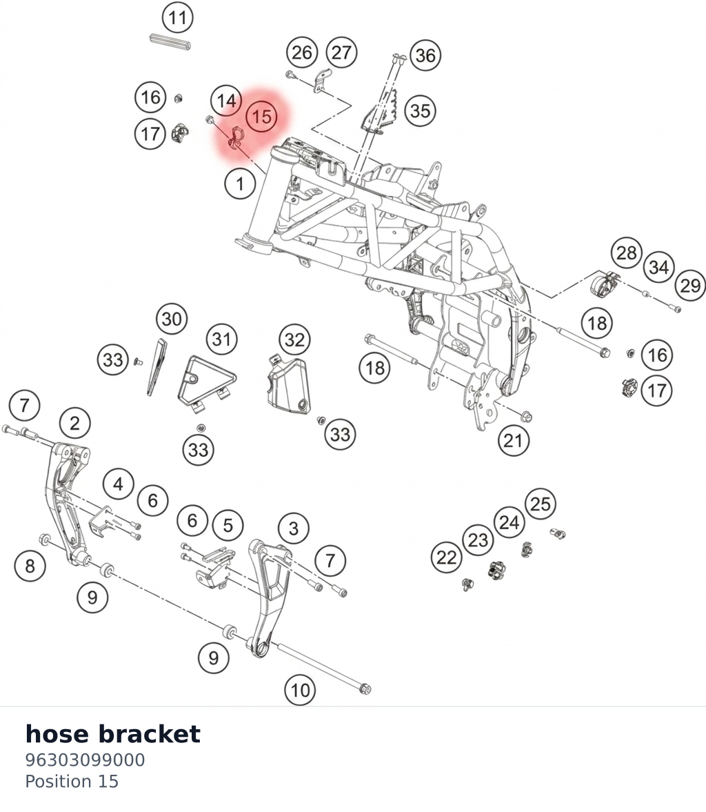 Diagram preview: hose bracket (96303099000)