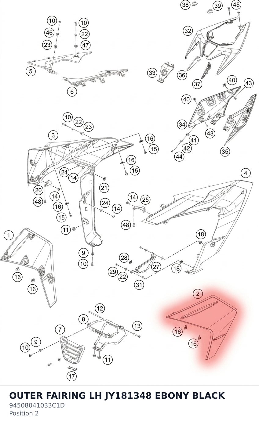 Diagram preview: OUTER FAIRING LH JY181348 EBONY BLACK (94508041033C1D)