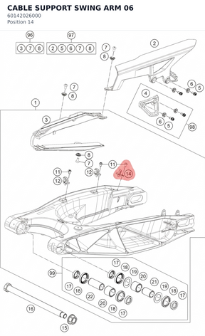 Diagram preview: CABLE SUPPORT SWING ARM     06 (60142026000)