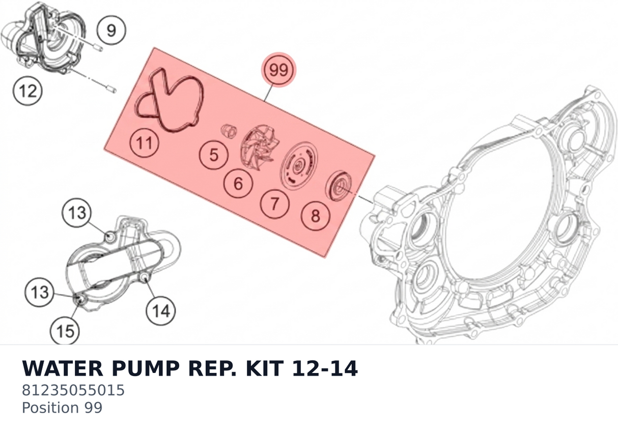 Diagram preview: WATER PUMP REP. KIT 12-14 (81235055015)