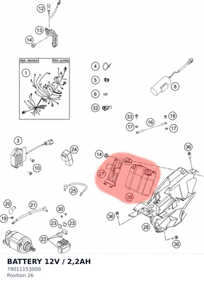 Diagram preview: BATTERY 12V / 2,2AH (79011153000)